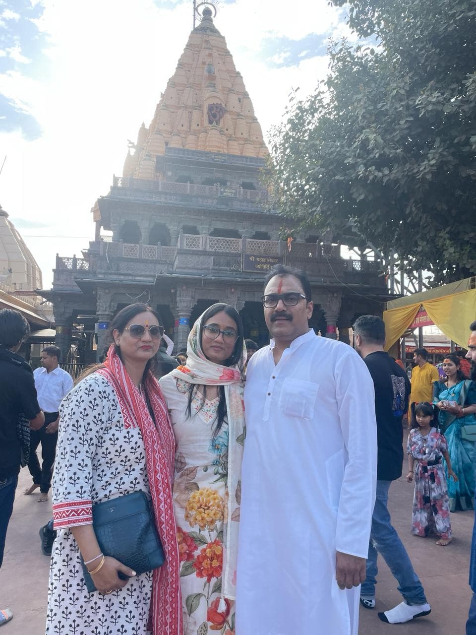 At the temple, with family
